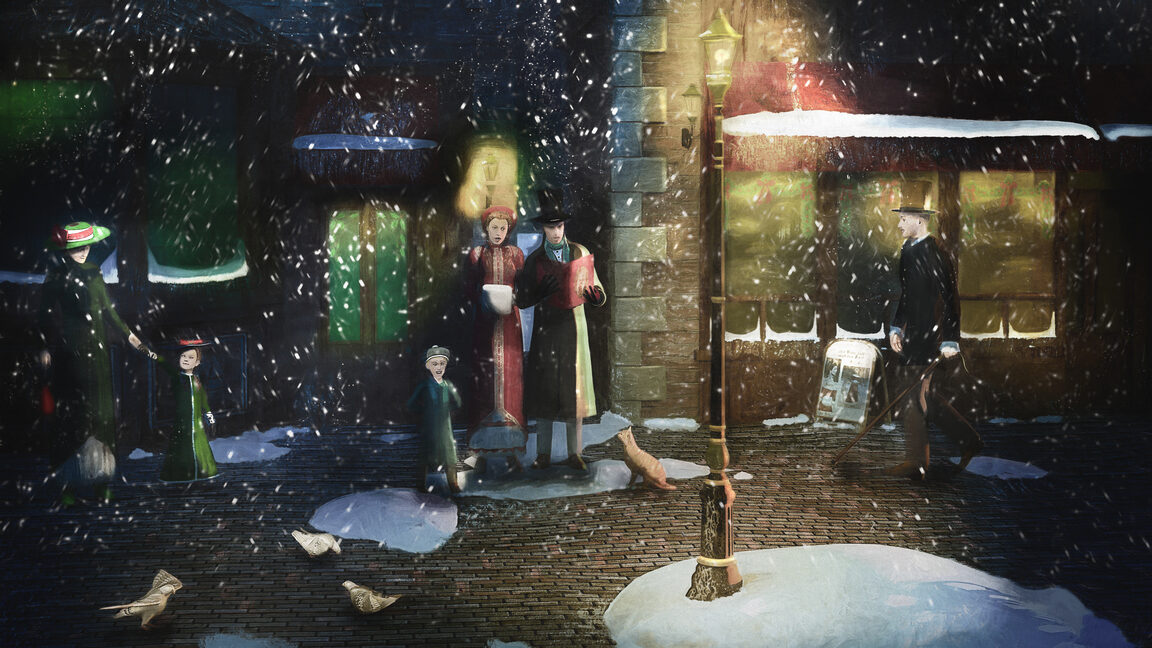 Old Town Christmas Eve 3d Render