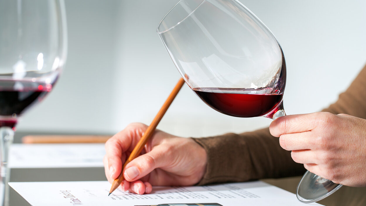 Sommelier Evaluating Red Wine.