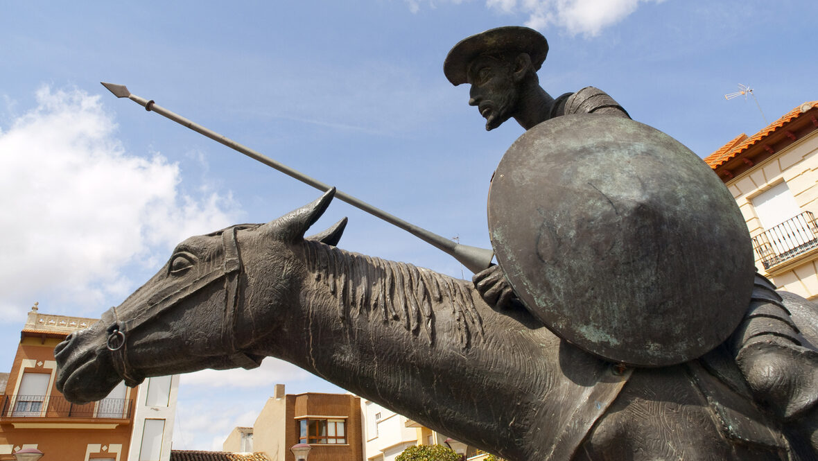 Huge Statue On Horse Of Don Quixote