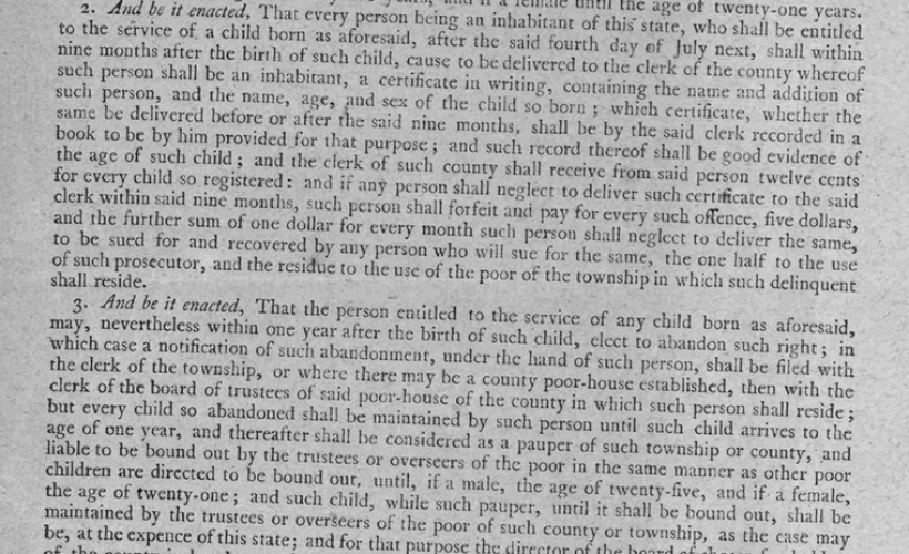 Understanding New Jersey’s Gradual Abolition Act