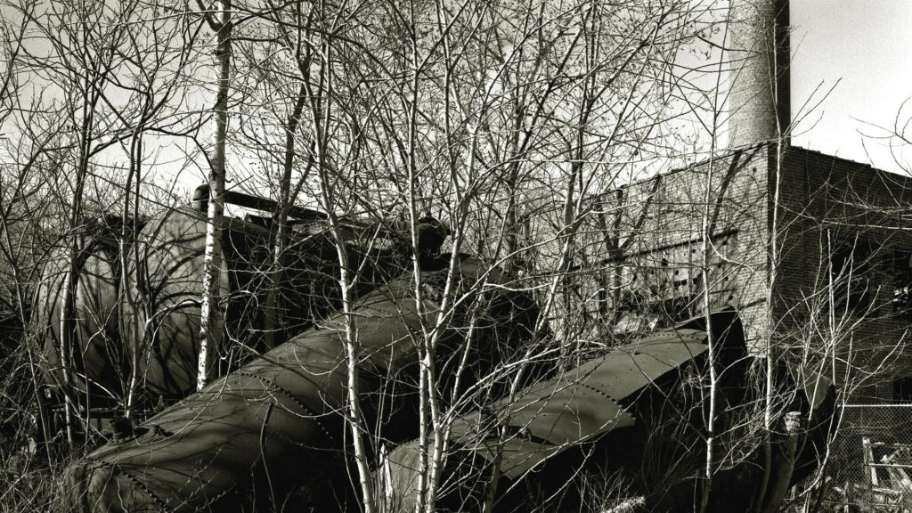 A black and white picture of the abandoned ATP site